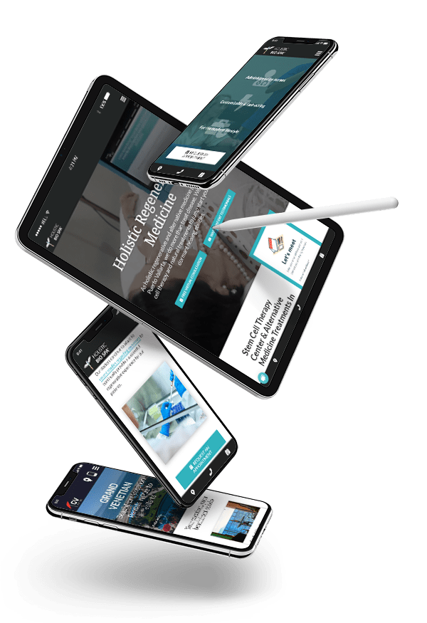 Responsive Website Design for Doctors Illustrated on Multiple iOS screen sizes